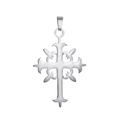 Detailed view of silver cross pendant with matte stainless steel finish and teardrop bail - Pendant Only (Without Chain) Style 03