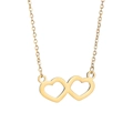 Elegante vergulde ketting met dubbele hart hanger en een fijne schakelketting - Goud