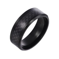 Classic men's black stainless steel ring featuring a carbon fiber inlay and beveled edges - Black Carbon Fiber Texture Style (JWR835-BK)