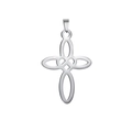Detailed view of silver Celtic knot cross pendant with polished stainless steel finish - Pendant Only (Without Chain) Style 06