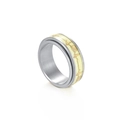 Detail of 8mm rotatable titanium steel ring with luminous heartbeat pattern and brushed finish - US 7 / Luminous ECG Heartbeat