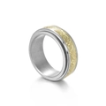 Detail of the rotating titanium steel ring with gold Celtic dragon pattern and inner band - US 7 / Luminous Gold Dragon Pattern