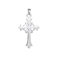 Detail shot of a silver stainless steel cross pendant with hollow heart patterns - Pendant Only (Without Chain) Style 10