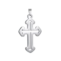 Detailansicht silberner Edelstahl-Kreuzanhänger mit Pfeilspitzen und hohlem Design - Kreuz 10 Anhänger ohne Kette