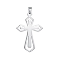 Close-up of polished silver stainless steel hollow cross pendant with geometric design - Pendant Only (Without Chain) Style 11