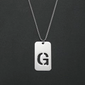 Collier minimaliste en acier argenté avec pendentif lettre G évidée de style pochoir - G (Pendentif Unique)