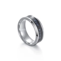 Titanium steel ring for men with black inlay and blue Her King engraved lettering - US 6 / King Silver