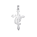Detailed close-up of a silver stainless steel cross pendant with an artistic symbol design - Pendant Only (Without Chain) Style 15
