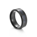 Detail of black titanium steel ring with Her King engraving and matte finish - US 6 / King Black