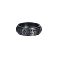 Matte black titanium ring with Nordic Elder Futhark runes relief for Viking style - Black