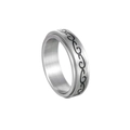 Détail de la bague rotative en acier inoxydable avec motifs de vagues noires gravés - US 7 / 6MM Motif Glycine