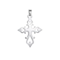 Detailed view of a silver hollow cross pendant with heart design in stainless steel - Pendant Only (Without Chain) Style 19
