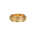 Golden stainless steel spinner ring featuring Nordic runes and a rotating relief design - US 6 / Gold