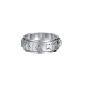 Detailed view of silver rotatable Viking ring with embossed ancient runes symbols - US 6 / Silver
