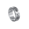 Bague en acier inoxydable brossé ornée de symboles gravés de montagne et de flocons - US 6 / 8MM Motif Météo