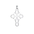Detail showing hollow cross pendant in polished silver finish with triangular bail - Pendant Only (Without Chain) Style 22