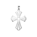 Detailed macro view of silver hollowed cross pendant with high-polished stainless steel finish - Pendant Only (Without Chain) Style 28