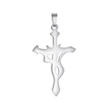 Detailansicht eines polierten Edelstahl-Kreuzanhängers in Silber mit Gothic-Design - Kreuz 27 Anhänger ohne Kette