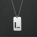 Collier plaque militaire argenté minimaliste avec pendentif lettre L évidée - L (Pendentif Unique)