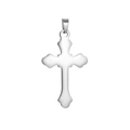 Detailed view of a silver stainless steel cross pendant with curved edges and a sleek finish - Pendant Only (Without Chain) Style 32