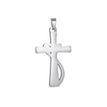 Close-up of a modern silver stainless steel cross pendant with a unique twisted design - Pendant Only (Without Chain) Style 34