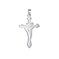 Macro detail of silver hollow cross pendant with a polished mirror finish surface - Pendant Only (Without Chain) Style 35
