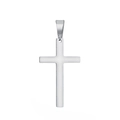 Detailed view of a polished silver stainless steel cross pendant with a sturdy metal bail - Pendant Only (Without Chain) Style 36