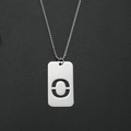 Pendentif plaque militaire argenté ajouré avec cercle et chaîne à mailles carrées - O (Pendentif Unique)