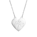 Detailed view of silver heart pendant featuring an engraved couple sketch for lovers - Lovers 3