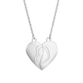 Detail shot of a creative two-piece detachable heart pendant necklace in polished steel - Heart Style 2