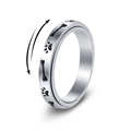 Bague rotative anti-stress 4mm avec motifs pattes et os sur acier inoxydable brossé - US 5 / Argenté
