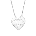 Detail view of interlocking heart pendants with cute koala cutouts in silver steel - Teddy Bear