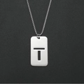 Collier avec pendentif rectangulaire argenté et lettre T évidée au centre - T (Pendentif Unique)