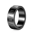 Anillo de hombre en acero de titanio con números romanos y acabado negro al vacío - US 7 / 8MM Negro