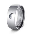 Polished silver 8mm stainless steel ring featuring a Tai Chi Yin Yang fish engraving - US 6 / Silver