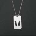 Collier pendentif rectangulaire argenté minimaliste avec lettre W ajourée - W (Pendentif Unique)