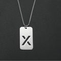 Collier plaque militaire argentée avec pendentif ajouré en forme de lettre X - X (Pendentif Unique)
