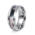 Titanium steel ring for men with black and white marbled inlay and polished finish - US 6 / White