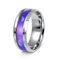 Polished titanium steel men's ring featuring a purple opal inlay and silver mirror finish - US 6 / Blue