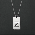 Collier plaque militaire argentée avec pendentif lettre Z évidée minimaliste - Z (Pendentif Unique)