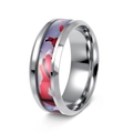 Herenring van titaniumstaal met rood en paars opaal-stijl camouflage-inleg - Rood