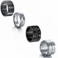 Mens industrial spinner rings in black and silver finishes for stress relief - US 7 / Black and Silver