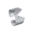 Detailed view of silver multi-layer open adjustable ring with sleek geometric wire design - Adjustable Open / Silver