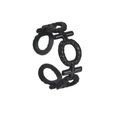 Detailed close-up of a matte black female symbol chain open ring in titanium steel - Black