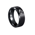 Polished black stainless steel 8mm ring for men featuring an engraved Ace of Spades design - US 7 / Black