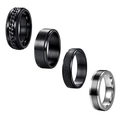 Set of four men's stainless steel rings featuring black chain and brushed matte textures - US 6 / Black and Silver Mixed