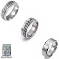 Titanium stalen spinner ringen voor heren met Cubaanse ketting en Romeinse cijfers - US 6 / Zilver