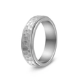 Silver titanium rotating ring with handmade hammered texture for stress relief - US 6 / Silver