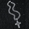 Collana a catena cubana argento hip hop con pendente a croce rotante ghiacciata da uomo - Argento (Croce Rotante) (Con Catena 50cm)