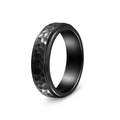 Men's matte black titanium spinner ring featuring a wide band and hammered texture - US 6 / Black
